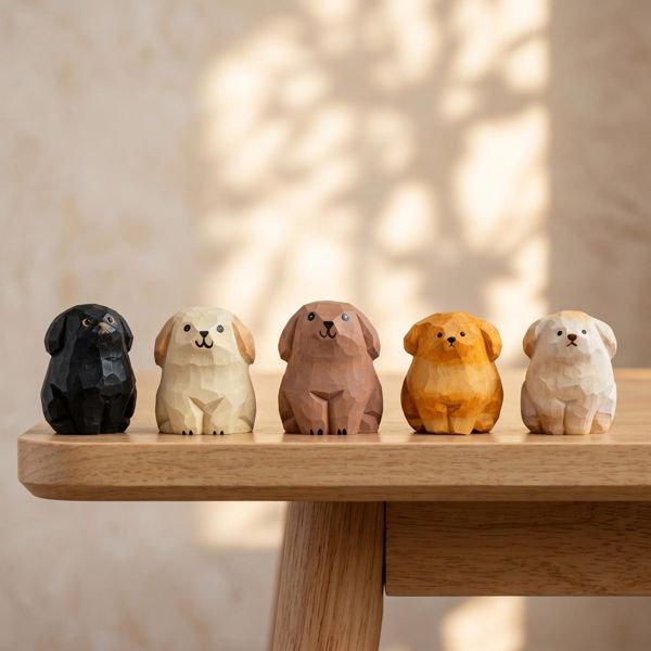 Tiny Labrador, hand-carved wooden figurine